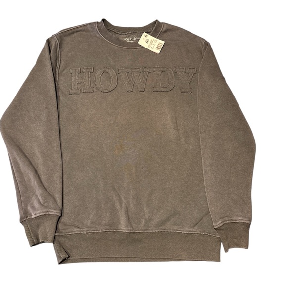 Zoe + Liv Brown 'Howdy' Crewneck Sweater - XXS - Picture 2 of 4